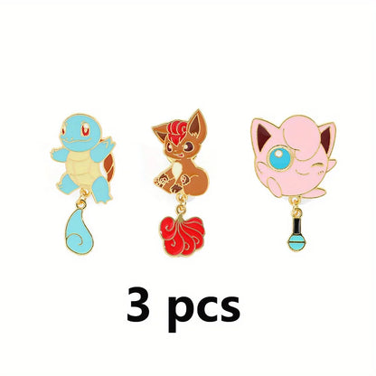 Three cartoon character pins on a white background with '3 pcs' text.